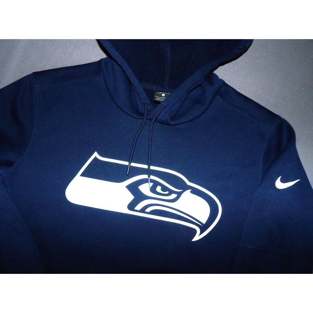 Nike Dri-Fit Seattle Seahawks Navy Blue Performance Hoodie Sweatshirt Men's LRG